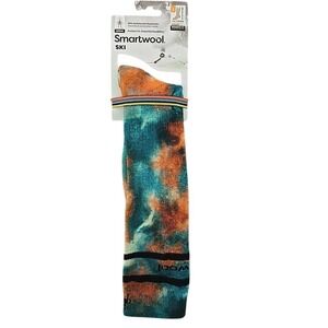 Smartwool Ski Full Cushion Womens Over the Calf Socks LARGE Orange & Blue TieDye